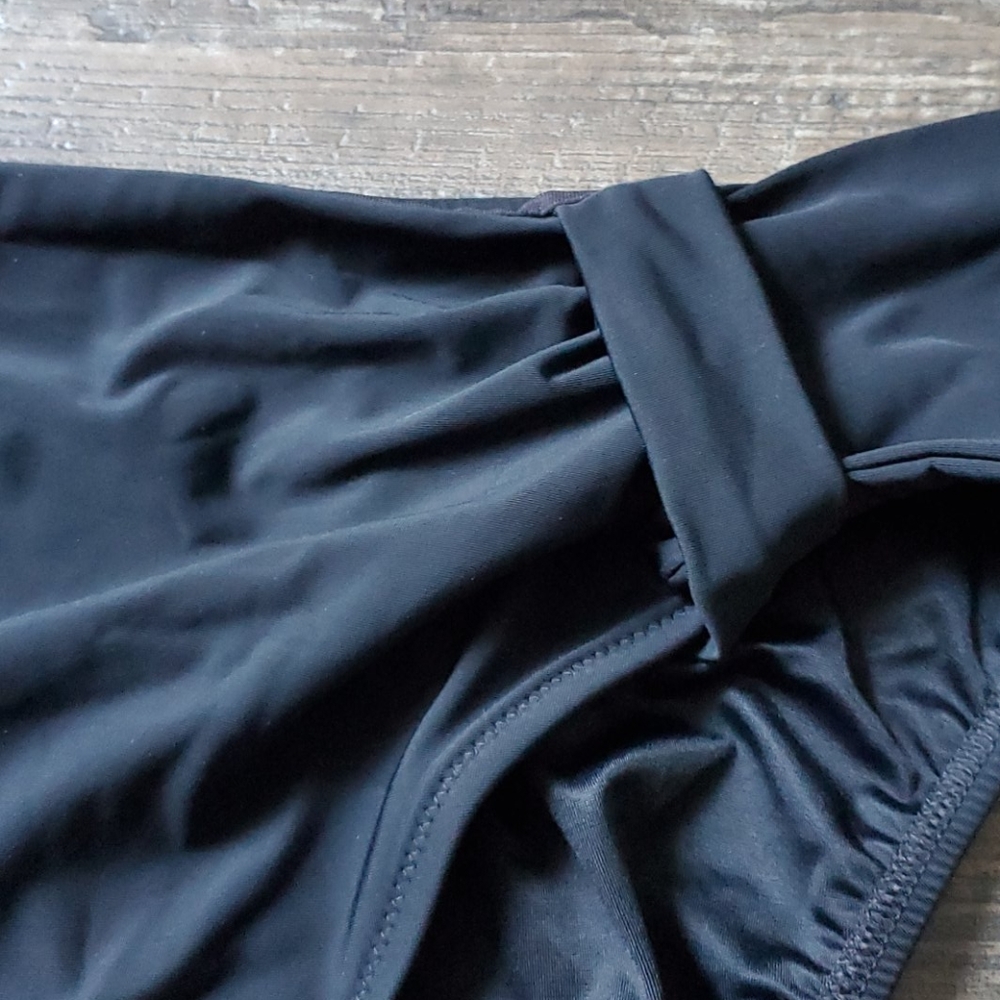 Be Creative Solid Black Faux Wrap Bikini Bottom - Picture 2 of 6